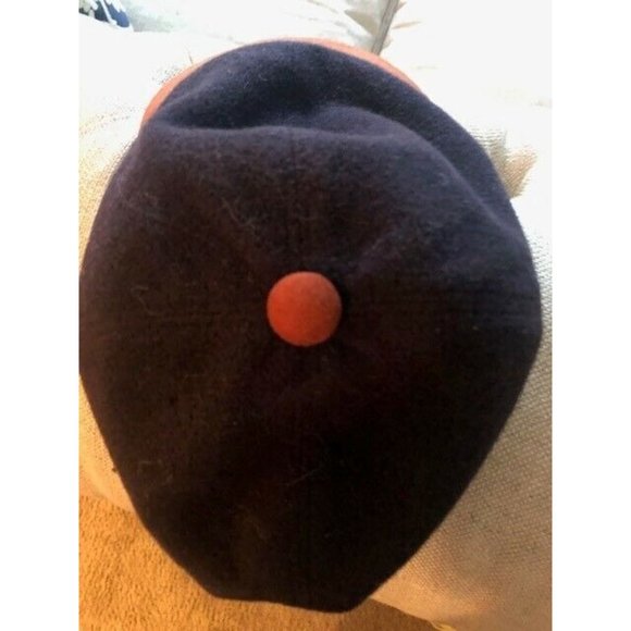 AUTHENTIC PREOWNED VINTAGE GIANNI VERSACE NAVY WOOL AND TAN SUEDE BASEBALL CAP - Picture 4 of 6